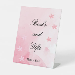 Boeken en geschenken Roze Bloeiende Bloemen Baby s Reclamebord Met Voetstuk