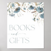 Boeken en geschenken teken boho stoffige blauwe wi poster (Voorkant)
