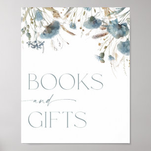 Boeken en geschenken teken boho stoffige blauwe wi poster