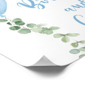 Boeken en geschenken tekenen baby shower blauwe ba poster (Hoek)