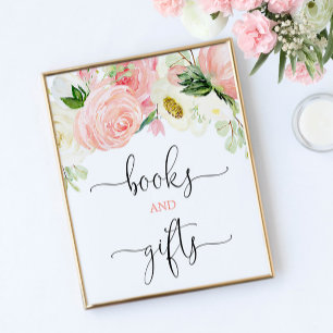 Boeken en geschenken tekenen roze goudelegante blo poster