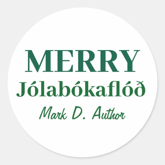 Boeken en gezellige avonden: vrolijk Jolabokaflod Ronde Sticker (Voorkant)