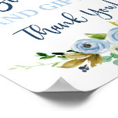 Boeken en giften blauw bloembord poster (Hoek)