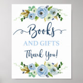Boeken en giften blauw bloembord poster (Voorkant)