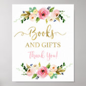 Boeken en giften, roze en goudflorons poster (Voorkant)