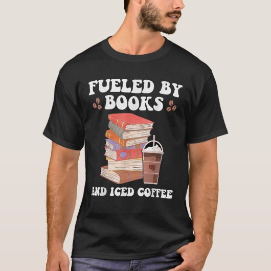 Boeken en ijskoffie: Funny Coffee Read T-shirt (Voorkant)
