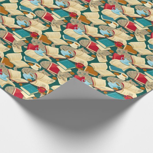 Boeken en katten cadeaupapier (Hoek)