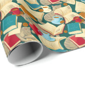 Boeken en katten cadeaupapier (Rol Hoek)