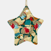 Boeken en katten keramisch ornament (Rechts)