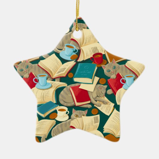 Boeken en katten keramisch ornament (Voorkant)