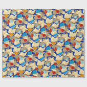 Boeken en katten op blauw cadeaupapier (Vlak)