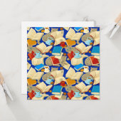 Boeken en katten op blauw kaart (Voorkant / Achterkant in situ)