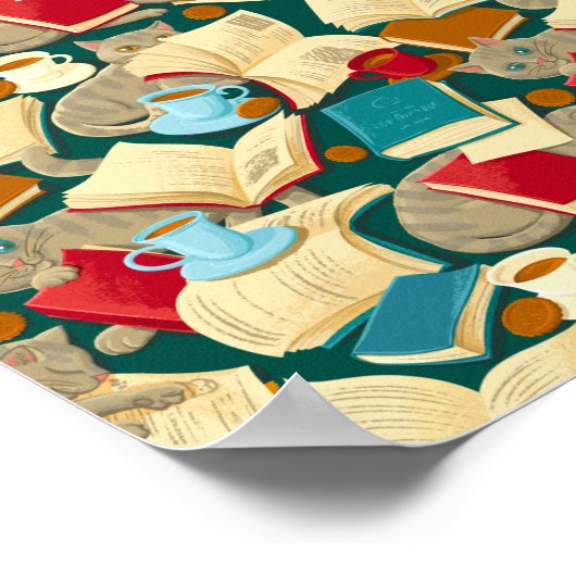 Boeken en katten poster (Hoek)