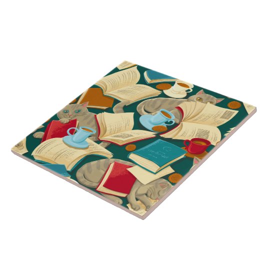 Boeken en katten tegeltje (Zijkant)