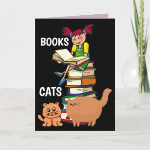 BOEKEN EN KATTEN VERJAARDAGSKAARTEN VOOR KATTEN KAART