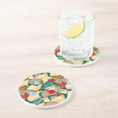 Boeken en katten zandsteen onderzetter (Zijkant)