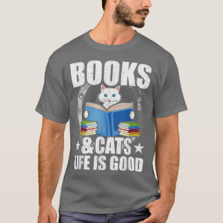 Boeken- en kattenboekomslagen lezen t-shirt