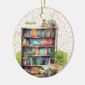 Boeken en kattenliefhebbers Hygge Verjaardag Pensi Keramisch Ornament (Links)