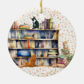 Boeken en kattenliefhebbers Hygge Verjaardag Pensi Keramisch Ornament (Achterkant)