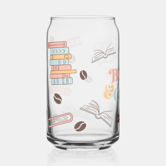 Boeken en koffie blikvorm glas (Voorkant)