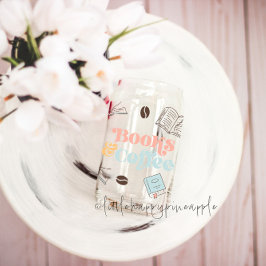 Boeken en koffie blikvorm glas