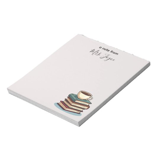 Boeken en Koffie Custom Teacher Appreciation Notitieblok (Linkerzijde)