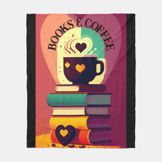 Boeken en koffie fleece deken (Voorkant)