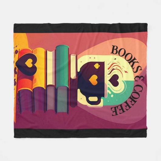 Boeken en koffie fleece deken (Voorkant (Horizontaal))