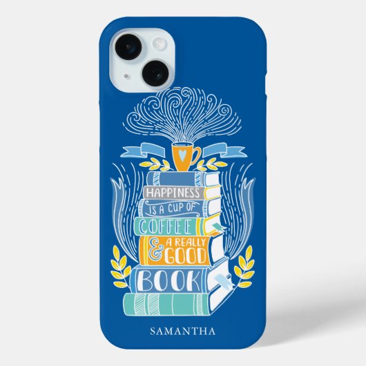 Boeken en koffie - Helder blauw Case-Mate iPhone Case (Achterkant)