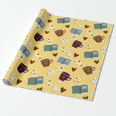 Boeken en koffie inpakpapier (Uitgerold)