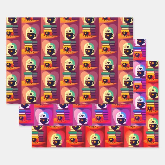 Boeken en koffie inpakpapier vel (Set)