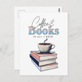  boeken en koffie is alles wat ik nodig heb briefkaart (Voorkant / Achterkant)