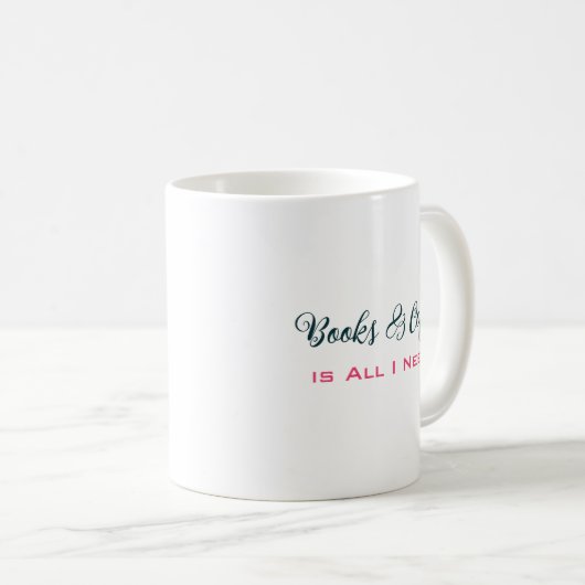 Boeken en koffie is alles wat ik nodig heb | koffiemok (Voorkant rechts)