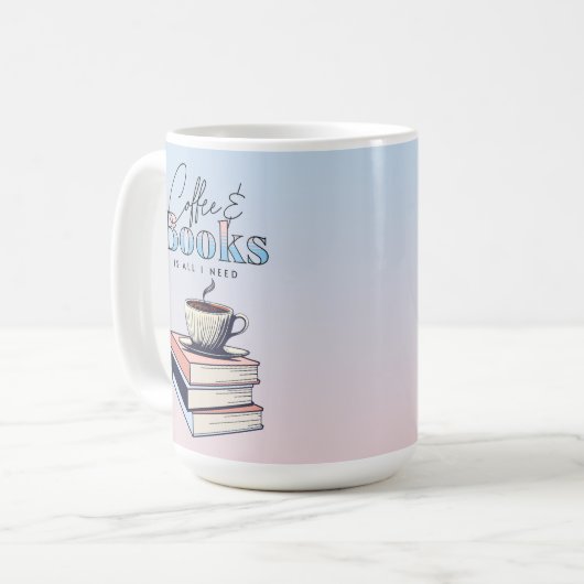 boeken en koffie is alles wat ik nodig heb koffiemok (Voorkant links)