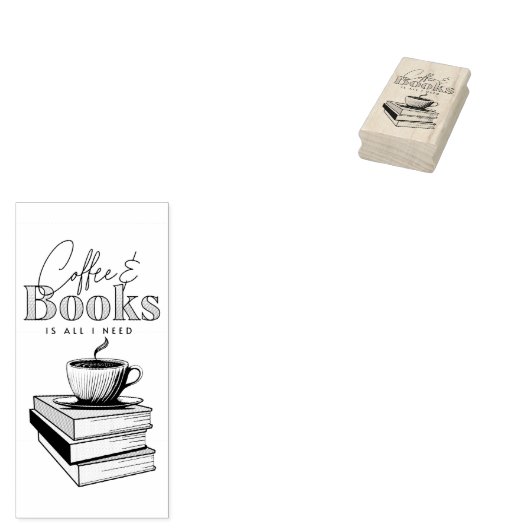  boeken en koffie is alles wat ik nodig heb rubberstempel (Gestempeld)