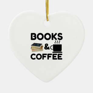 Boeken en koffie keramisch ornament