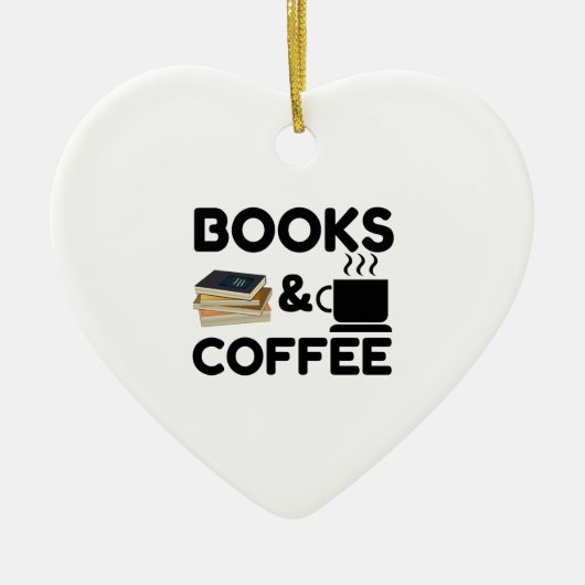 Boeken en koffie keramisch ornament (Voorkant)