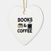 Boeken en koffie keramisch ornament (Links)