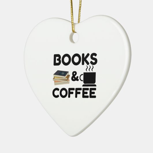 Boeken en koffie keramisch ornament (Links)