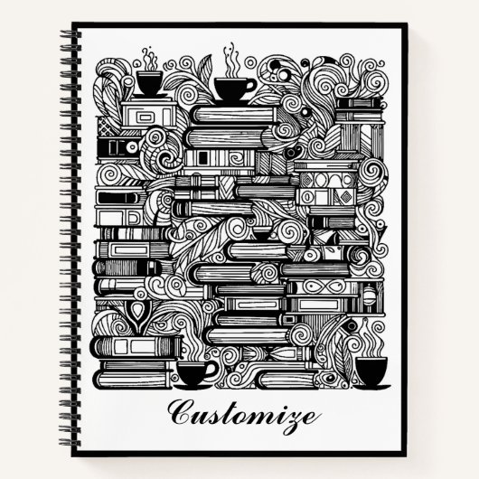 Boeken en koffie kleur me doedel (Voorkant)