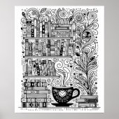 Boeken en koffie kleur me doedel 2 poster (Voorkant)