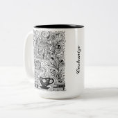 Boeken en koffie kleur me doedel 2 tweekleurige koffiemok (Voorkant links)