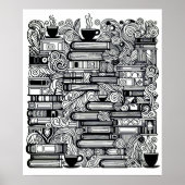 Boeken en koffie kleur me doedel poster (Voorkant)