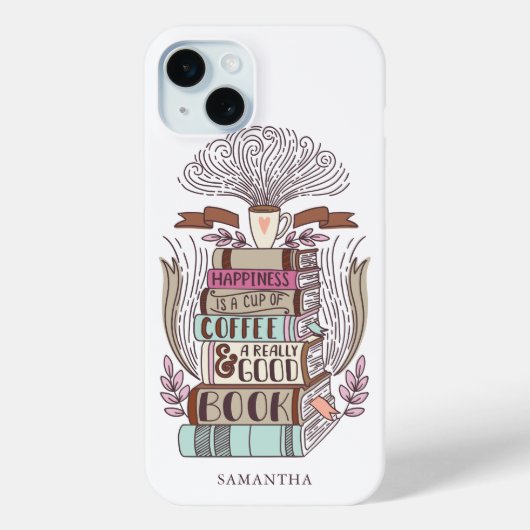 Boeken en koffie met persoonlijke titel Case-Mate iPhone case (Achterkant)