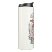 Boeken en koffie met persoonlijke titel thermosbeker (Gedraaid links)