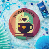 Boeken en koffie papieren bordje (Feest)