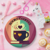 Boeken en koffie papieren bordje (Feest)