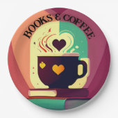 Boeken en koffie papieren bordje (Voorkant)