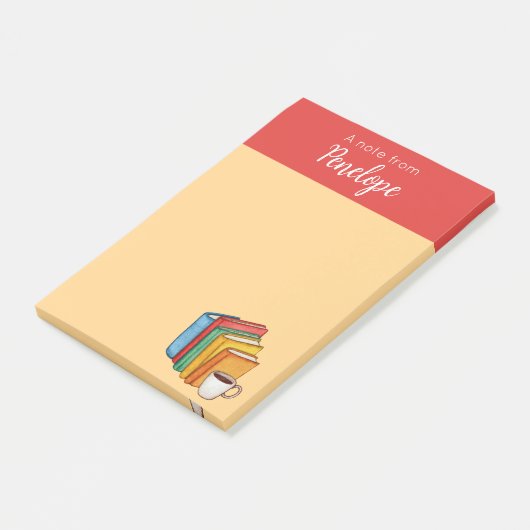 Boeken en koffie post-it® notes (Schuin)