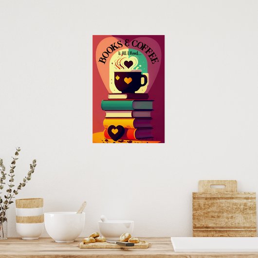Boeken en koffie poster (Keuken)